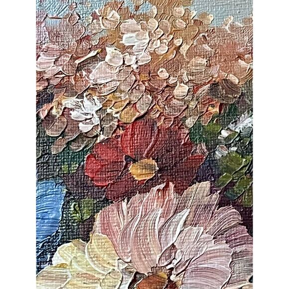 Vintage Framed Canvas Still Life of Flowers Signed Röth? Acrylic Textured Floral - Picture 12 of 16